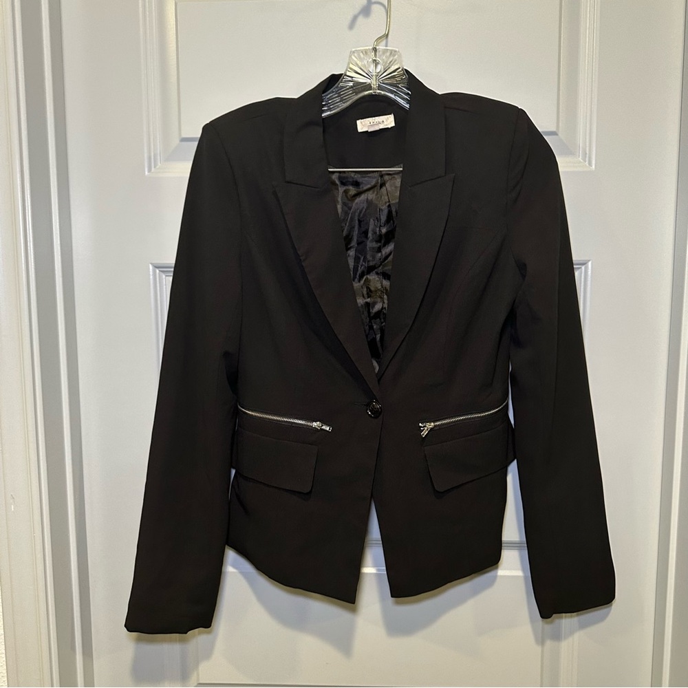 Issue Black V Neck 1-Button Front Blazer Jacket Size S